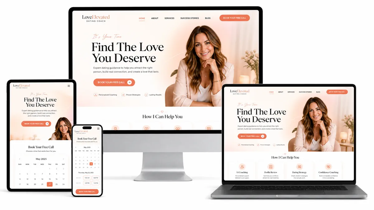 Custom executive coaching website example designed by Erio in 24 hours