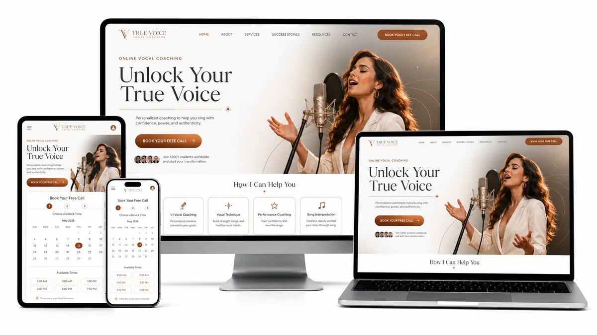 Affordable custom coaching website example delivered by Erio