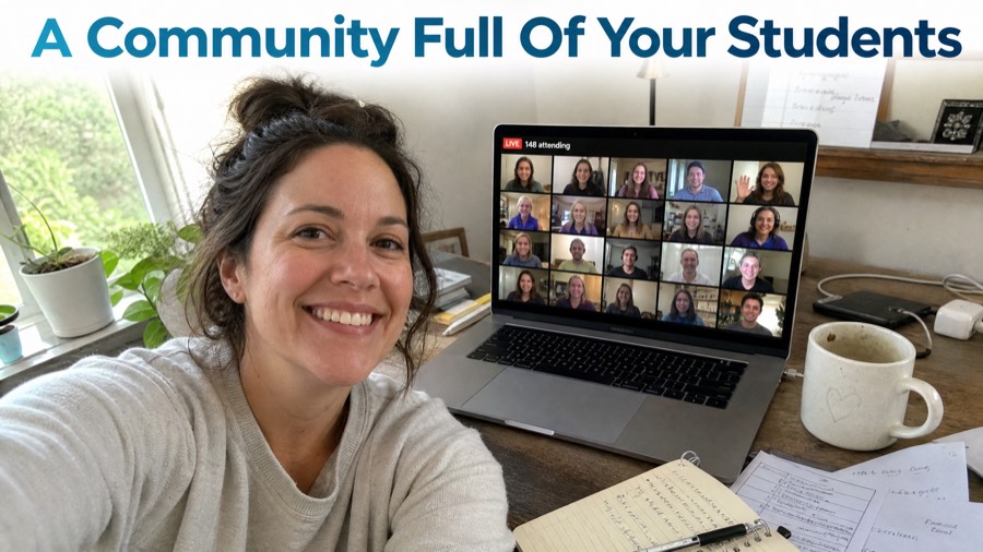 Coach hosting a live session full of students
